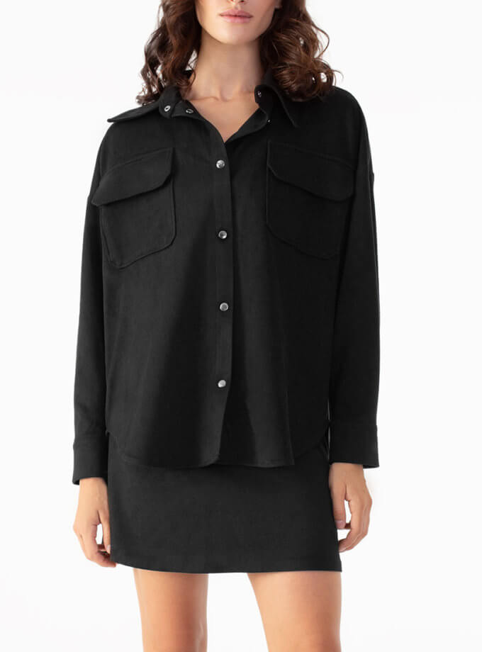 Сорочка з екозамші чорна MAGNETIC (MGN_2100BK)