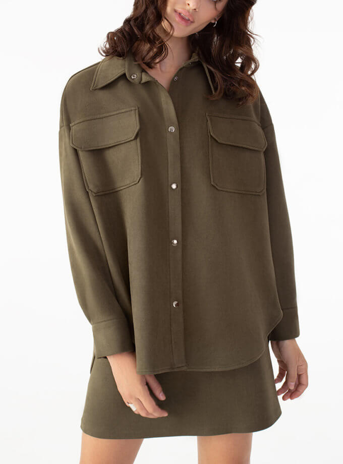 Сорочка з екозамші хакі MAGNETIC (MGN_2100KH)