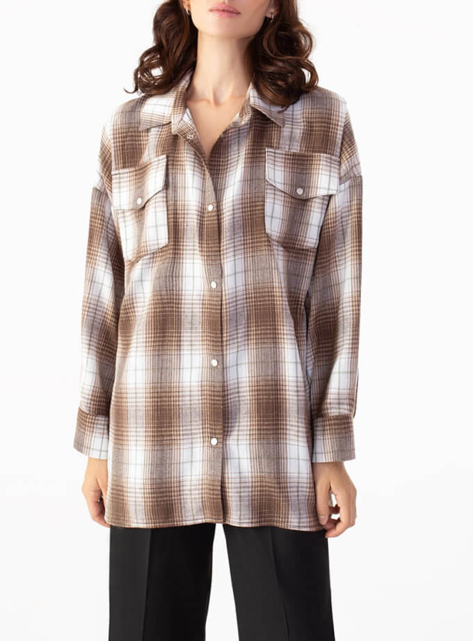 Сорочка з фланелі в клітинку MAGNETIC (MGN_2110BN)