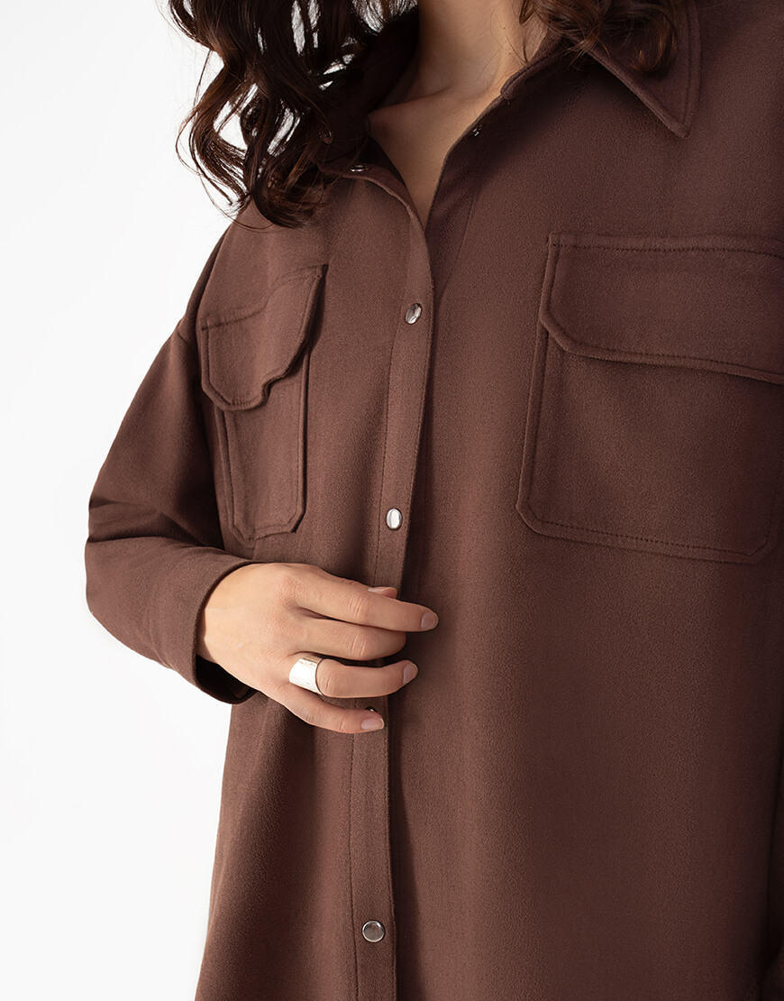 IMG_7960-не кадр Сорочка з екозамші шоколадна MAGNETIC (MGN_2100CH) - фото 5