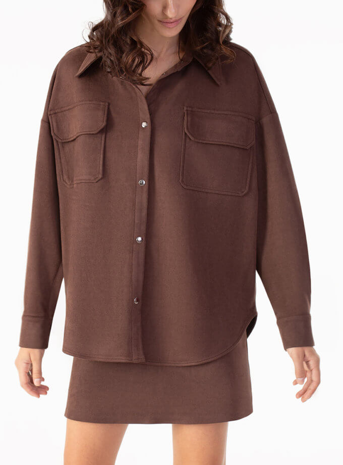 Сорочка з екозамші шоколадна MAGNETIC (MGN_2100CH)