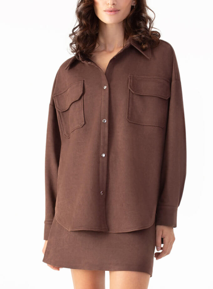 Сорочка з екозамші шоколадна MAGNETIC (MGN_2100CH)