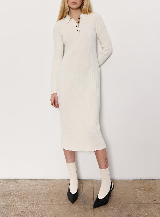 Сукня поло з меріносу молочна L.A.B BY TERNOVSKAYA (LAB_AW2503)