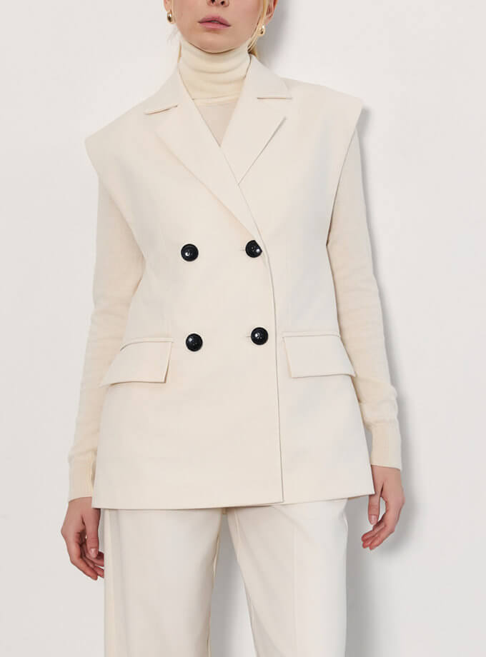 Молочний двобортний жилет з вовни L.A.B BY TERNOVSKAYA (LAB_AW2508)