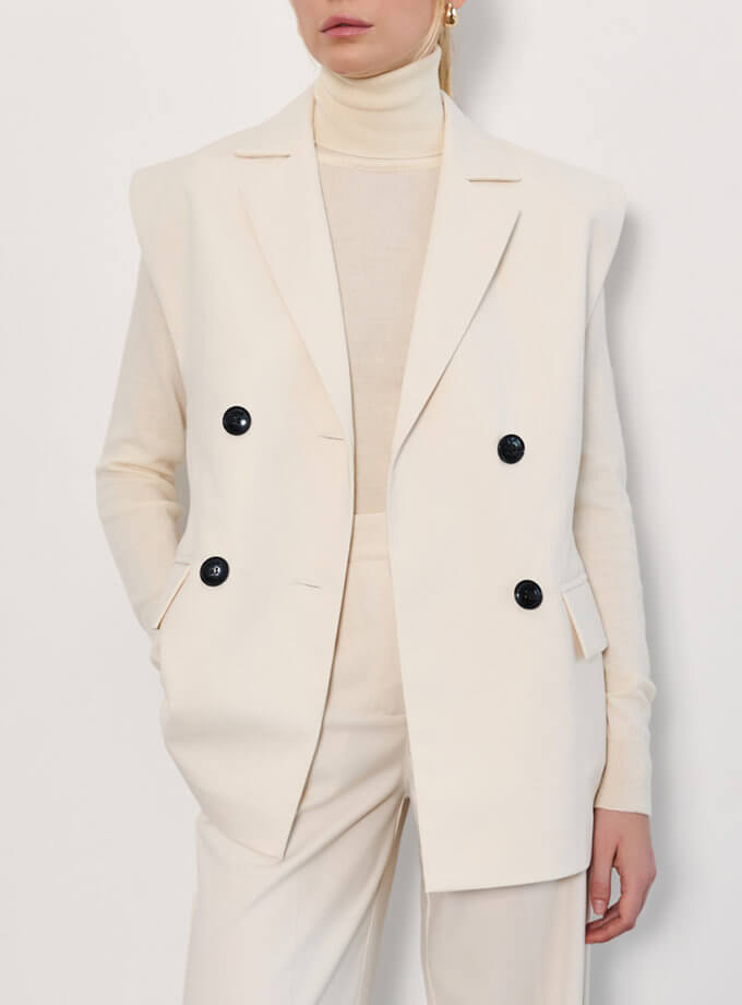 Молочний двобортний жилет з вовни L.A.B BY TERNOVSKAYA (LAB_AW2508)