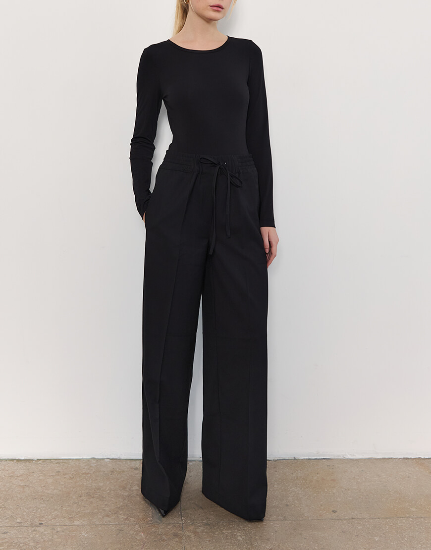 Evoto Чорні прямі брюки з поясом на резинці L.A.B BY TERNOVSKAYA (LAB_AW2502) - фото 2