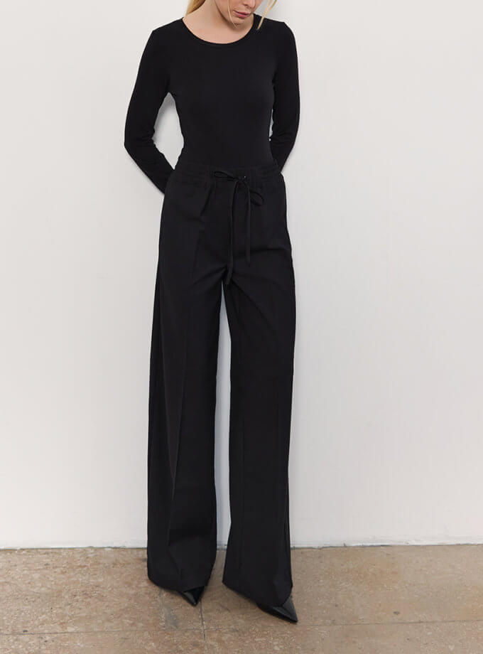 Чорні прямі брюки з поясом на резинці L.A.B BY TERNOVSKAYA (LAB_AW2502)