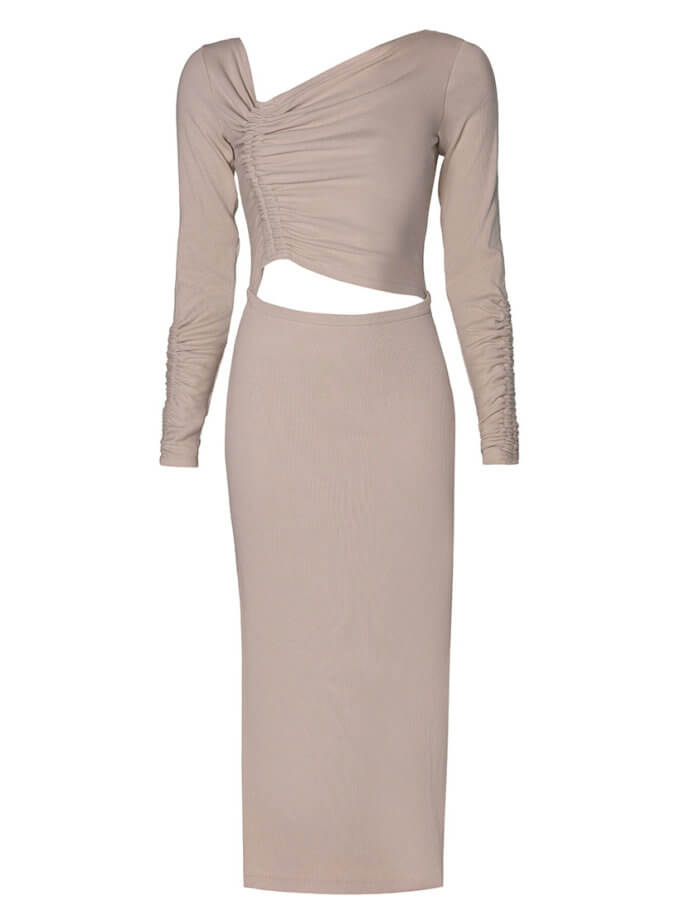 Сукня облягаюча з драпіруванням бежева 7/11 SEVEN ELEVEN (SE_SE24DrsObl_Bg)