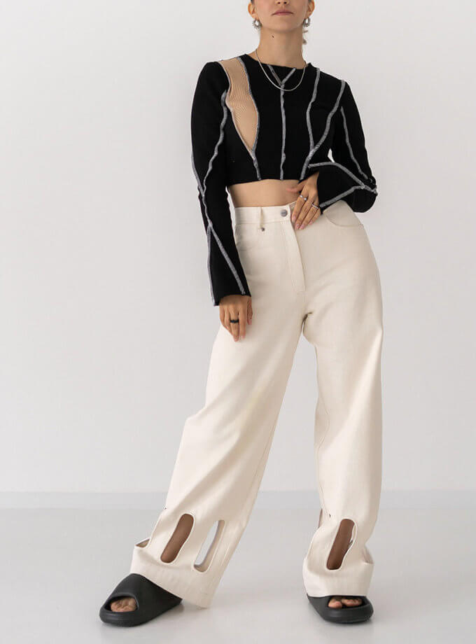 Джинсові бежеві штани з дірками 7/11 SEVEN ELEVEN (SE_SE24JnHls_Bg)