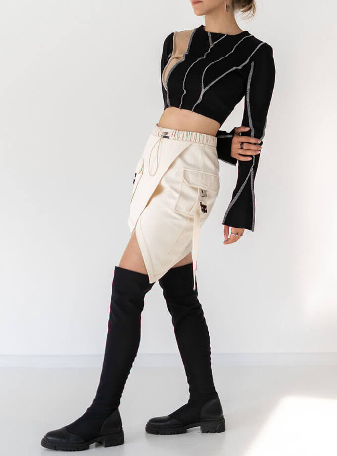 Спідниця міні джинсова бежева 7/11 SEVEN ELEVEN (SE_SE24SkMn_Bg)