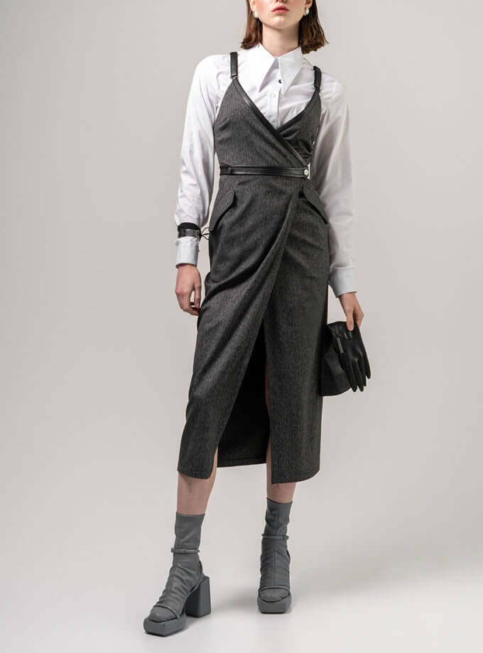 Сарафан на запах з костюмної тканини 7/11 SEVEN ELEVEN (SE_SE24Srfn_BG)