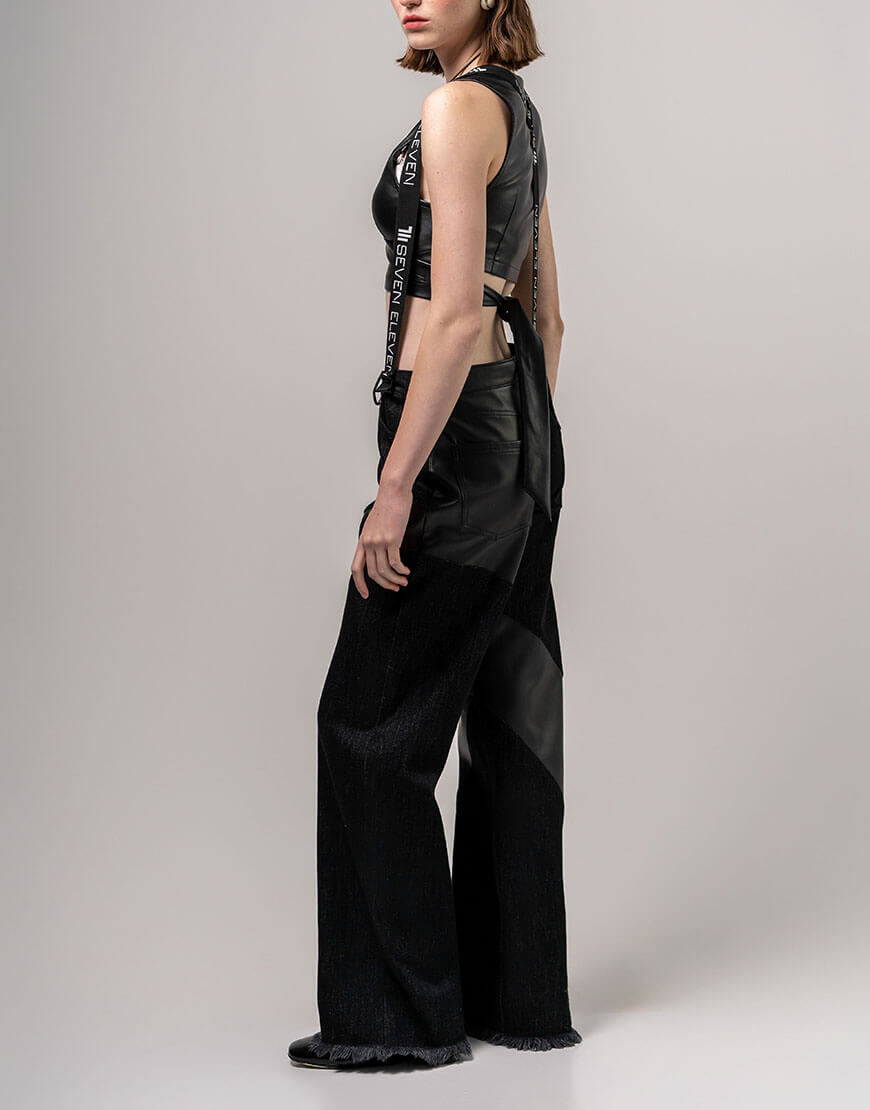 Seven_Eleven_Dobrun_347 Джинсі широкі чорні зі шкірою 7/11 SEVEN ELEVEN (SE_SE24JnWd_B) - фото 3