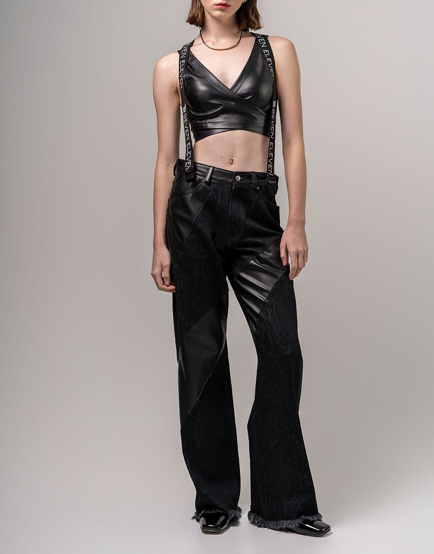 Seven_Eleven_Dobrun_348 (1) Джинсі широкі чорні зі шкірою 7/11 SEVEN ELEVEN (SE_SE24JnWd_B) - фото 4