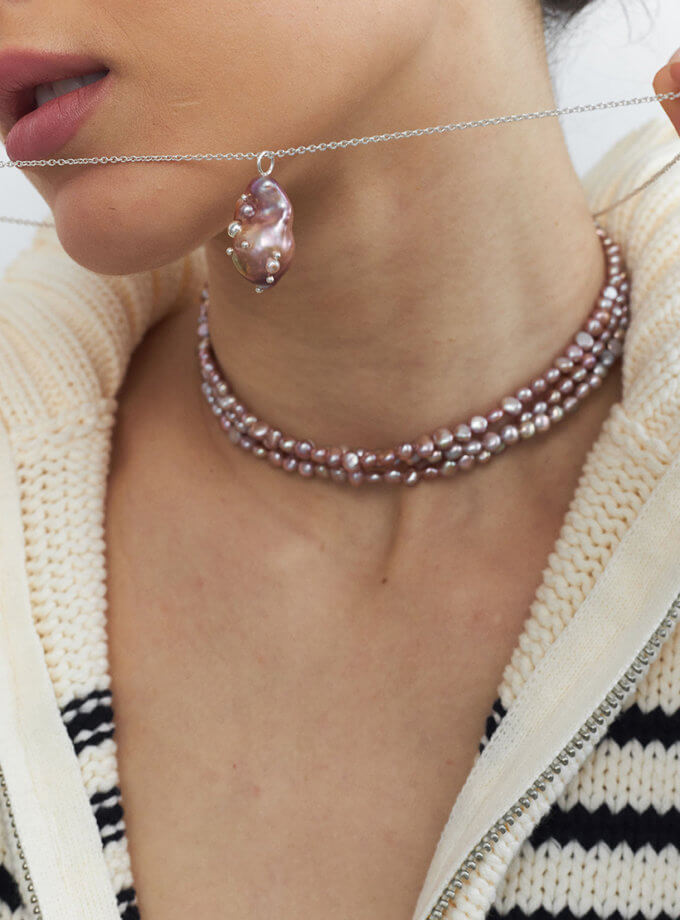 Барокова перлина на довгому ланцюжку silver SOLAR SILVER (SLSR_SSN_103)