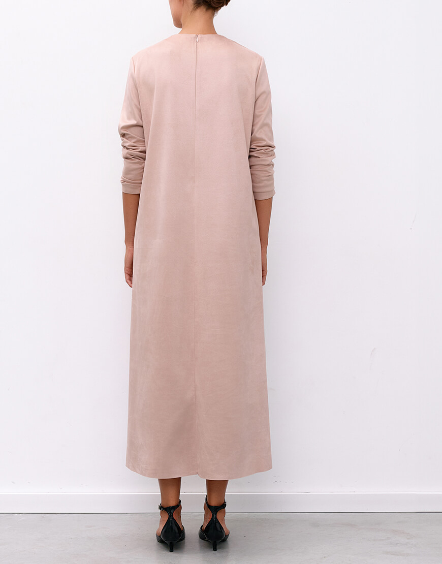 Evoto Сукня з екозамші пудрова IAM (IAM_PWD/SUE/DR) - фото 4