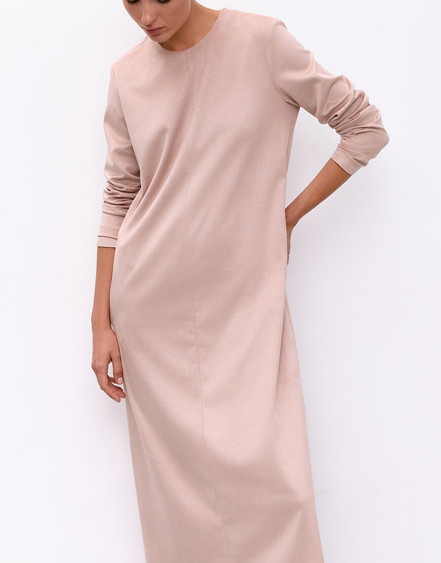 Evoto Сукня з екозамші пудрова IAM (IAM_PWD/SUE/DR) - фото 5