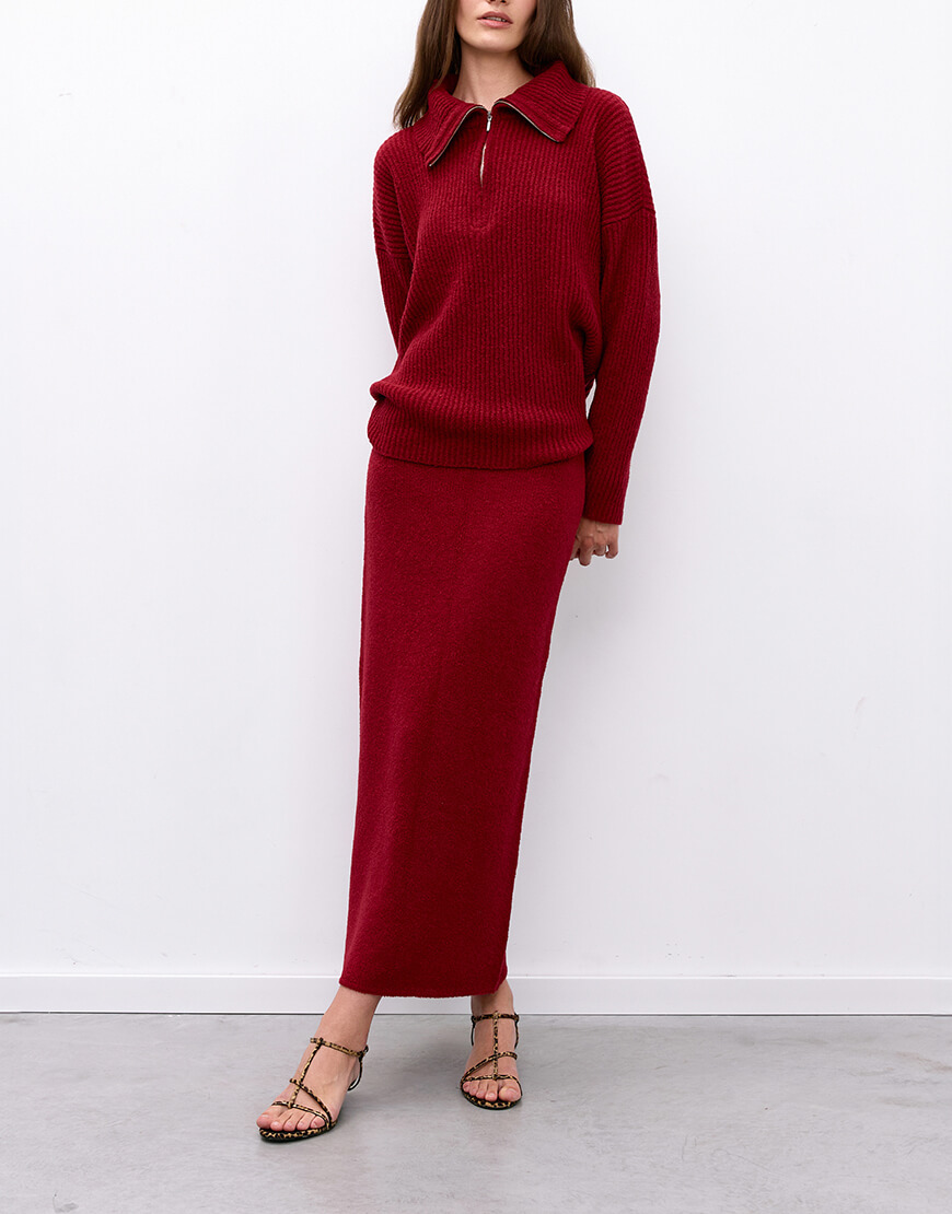 Evoto В'язана малинова спідниця IAM (IAM_KNT/RSPB/SKI) - фото 4