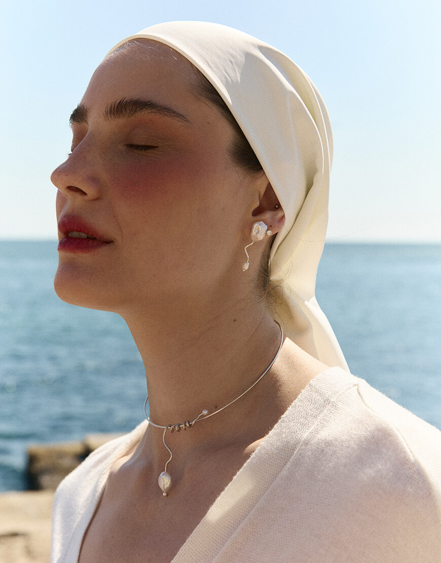 ss1557 Асиметричні сережки з баровими перлинами SOLAR SILVER (SLSR_SSER_072) - фото 4