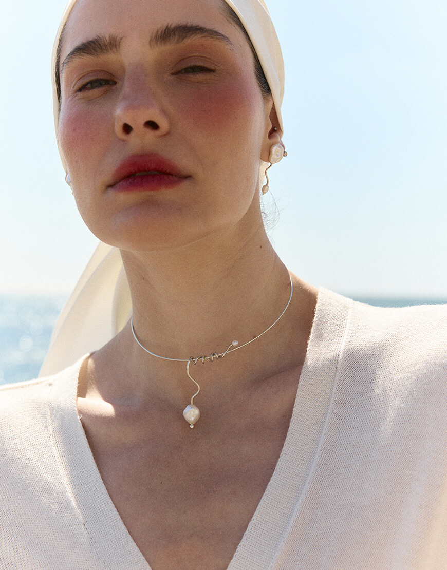 ss1615 Асиметричні сережки з баровими перлинами SOLAR SILVER (SLSR_SSER_072) - фото 5