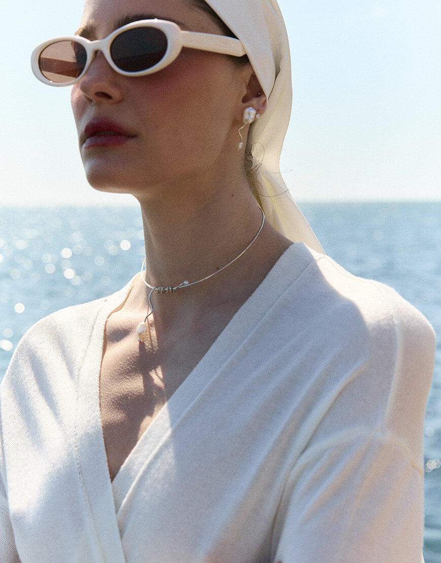 ss1636 Асиметричні сережки з баровими перлинами SOLAR SILVER (SLSR_SSER_072) - фото 3