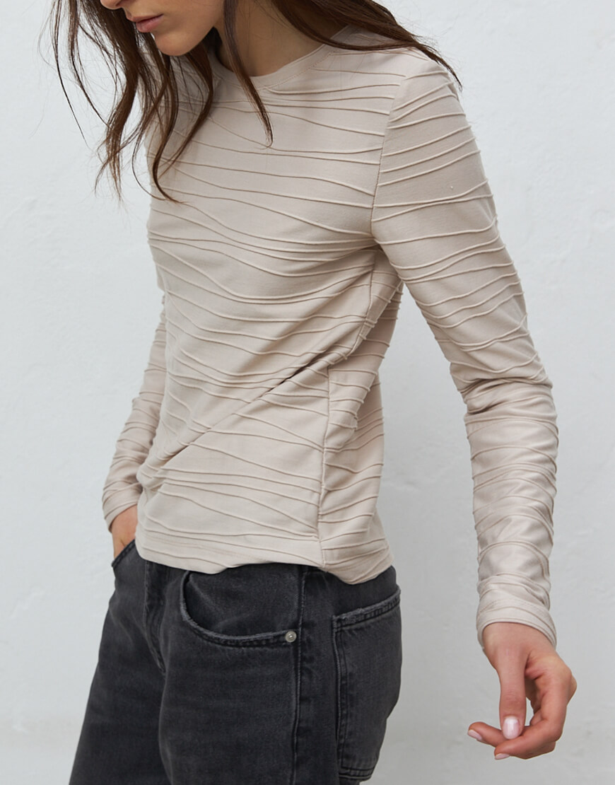 1306_6 Лонгслів рельєфний тофу BALCONY GARMENT (BLCN_1306) - фото 2