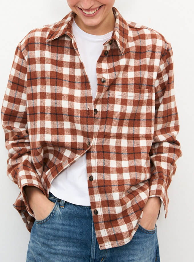 Сорочка картата руда ворсована BALCONY GARMENT (BLCN_1382)