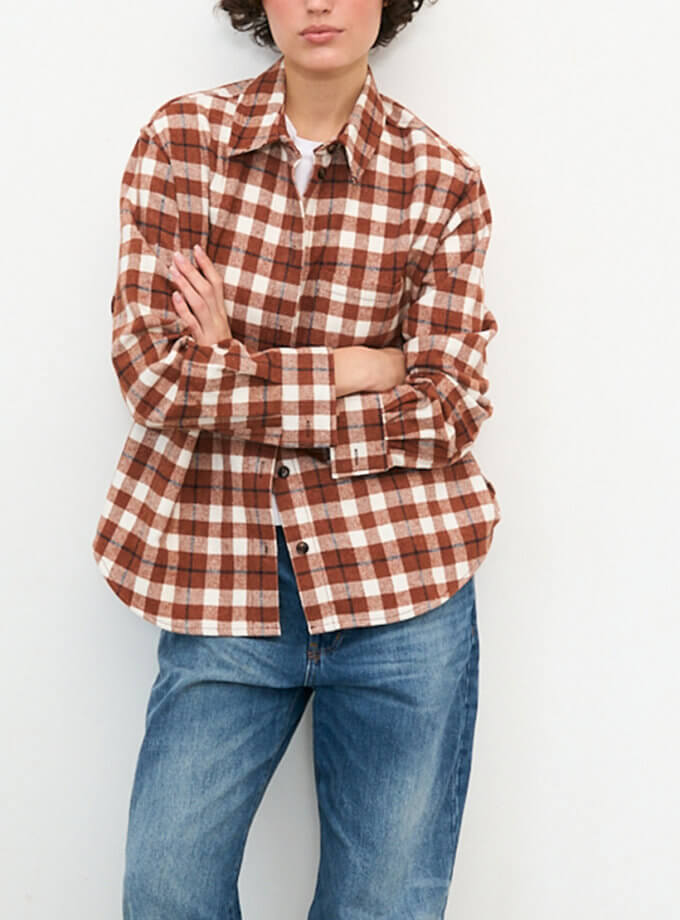 Сорочка картата руда ворсована BALCONY GARMENT (BLCN_1382)