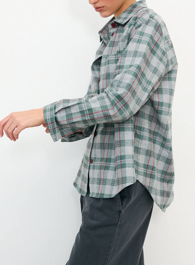 Сорочка картата сіро-зелена BALCONY GARMENT (BLCN_1383)