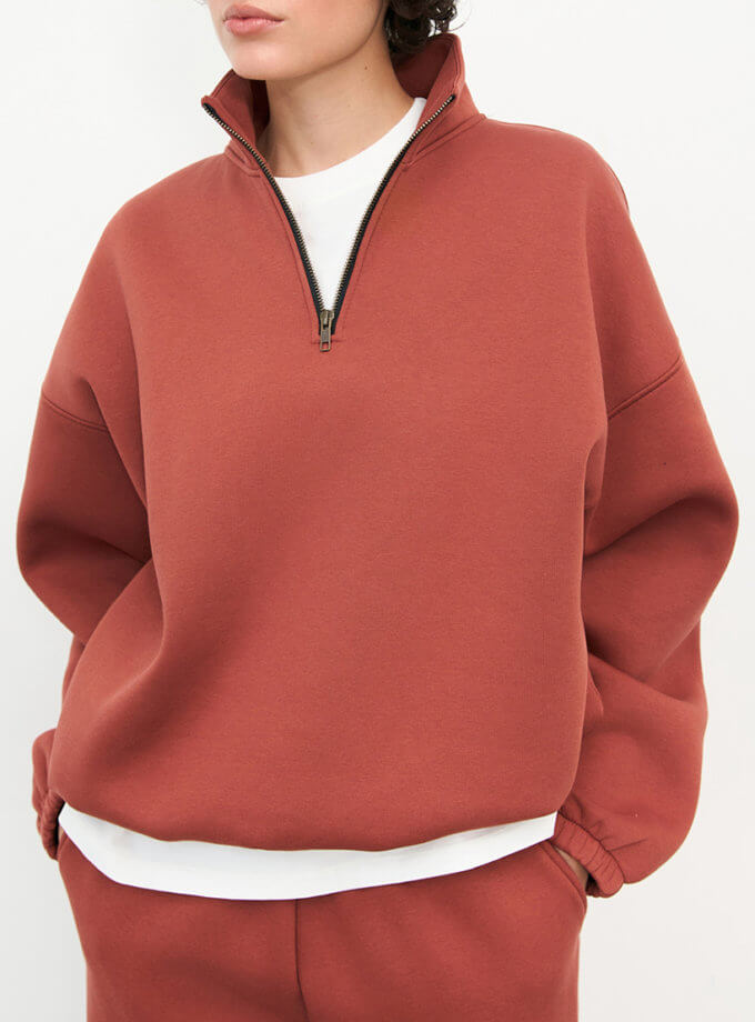 Світшот half zip теракот з начосом BALCONY GARMENT (BLCN_1401) - фото 7