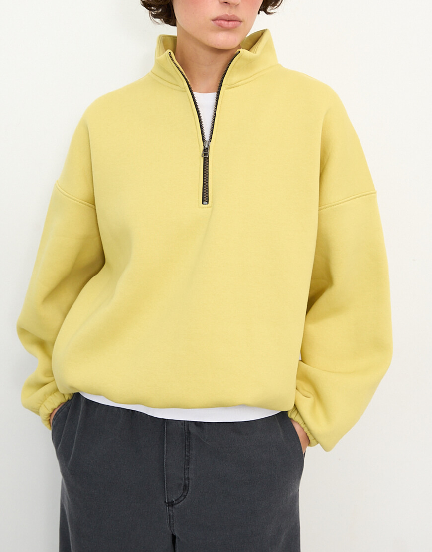 1404_2 Світшот half zip лайм з начосом BALCONY GARMENT (BLCN_1404)