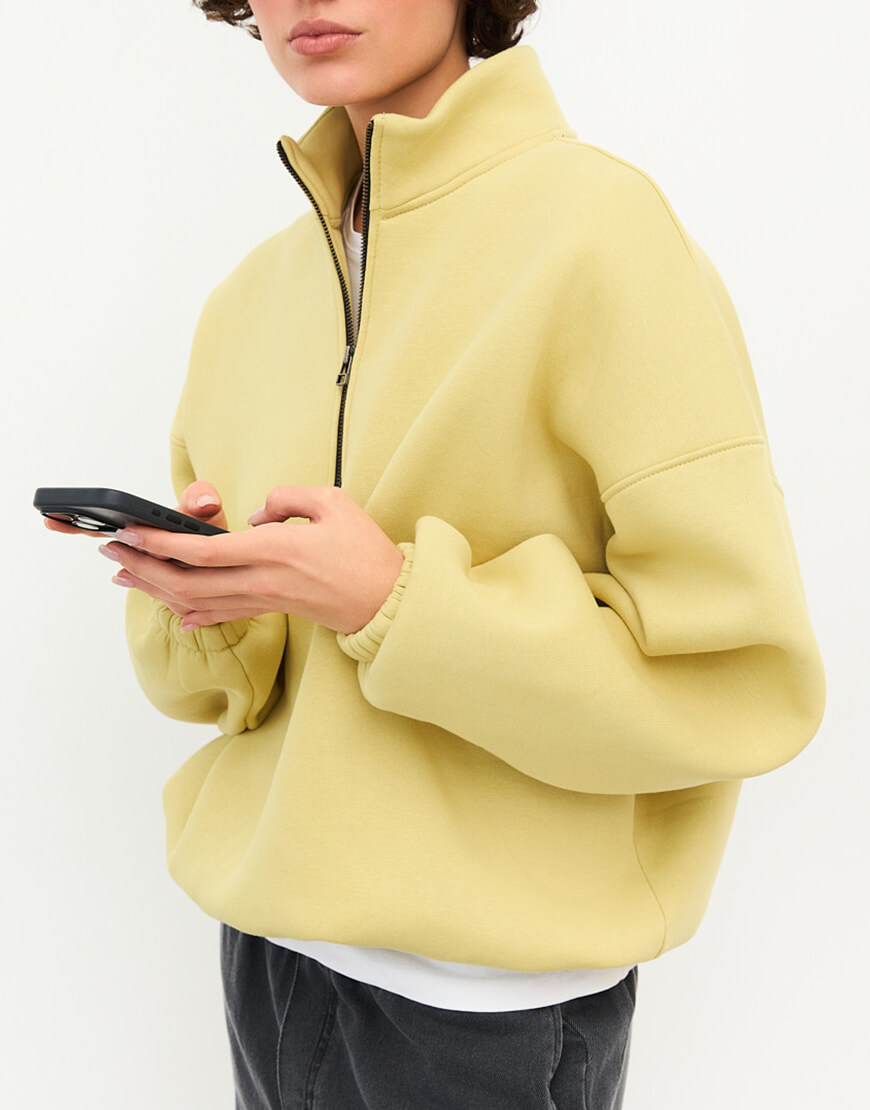 1404_6 Світшот half zip лайм з начосом BALCONY GARMENT (BLCN_1404) - фото 4