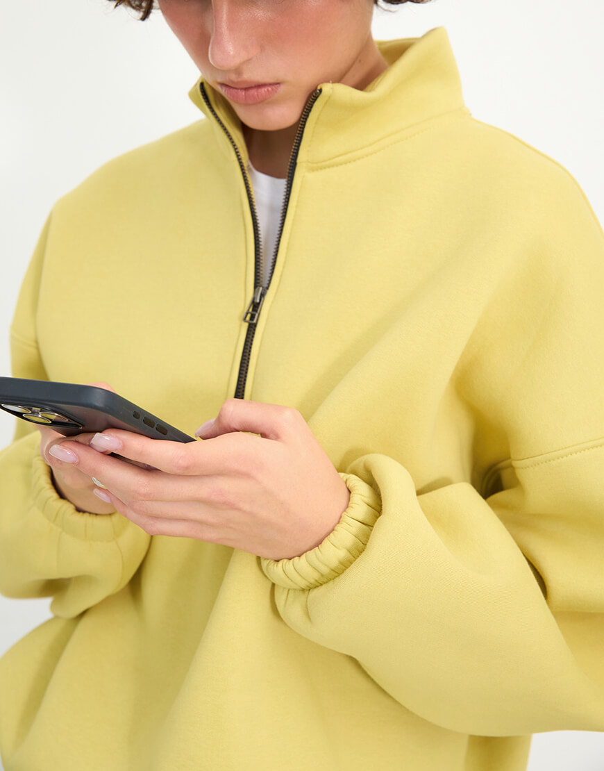 1404_7 Світшот half zip лайм з начосом BALCONY GARMENT (BLCN_1404) - фото 3