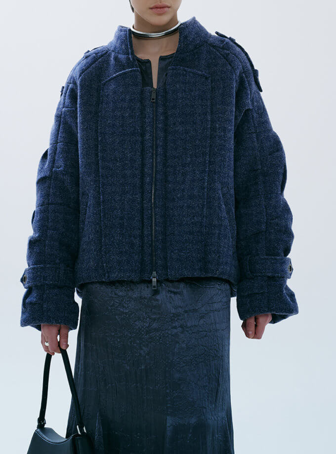 Синій утеплений бомбер з вовни OUN (oun_FW-04)