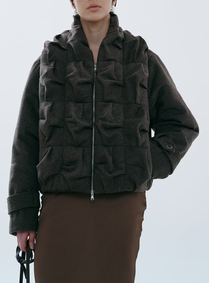 Коричнева утеплена куртка з вовни OUN (oun_FW-02)