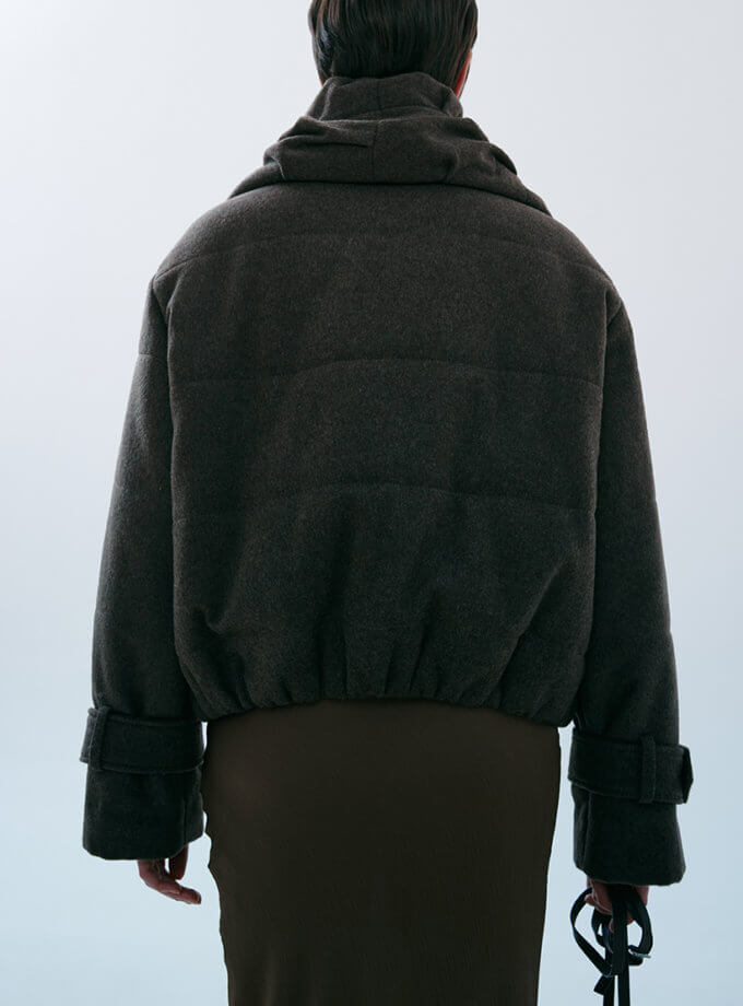 Коричнева утеплена куртка з вовни OUN (oun_FW-02)