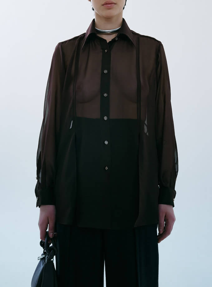 Коричнева шифонова блуза OUN (oun_FW-11)