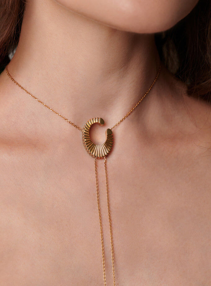 Кафф-кольє текстура  у покритті позолотою ORXATA.JEWELRY (ORX_Cuff_textura_gp)