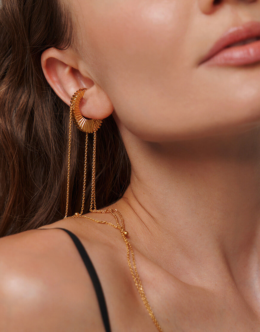 28li25142+ Кафф-кольє текстура з інкрустацією у покритті позолотою ORXATA.JEWELRY (ORX_Cuff_textura_with_gems_gp) - фото 3