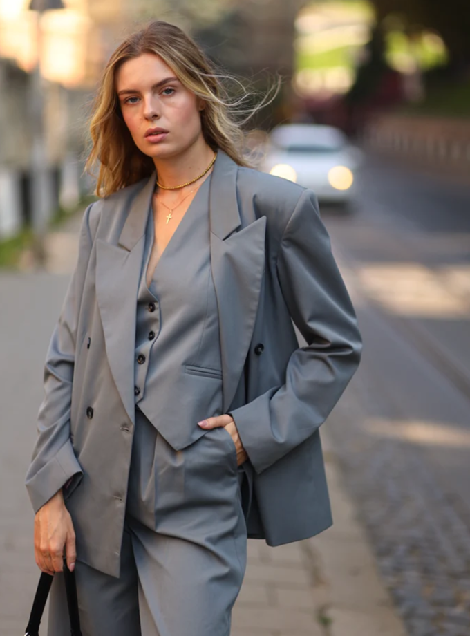 Сірий двобортний піджак Chicago BÚDZIKO (BDZ_CHCG-GRY-BLZ-FW23)