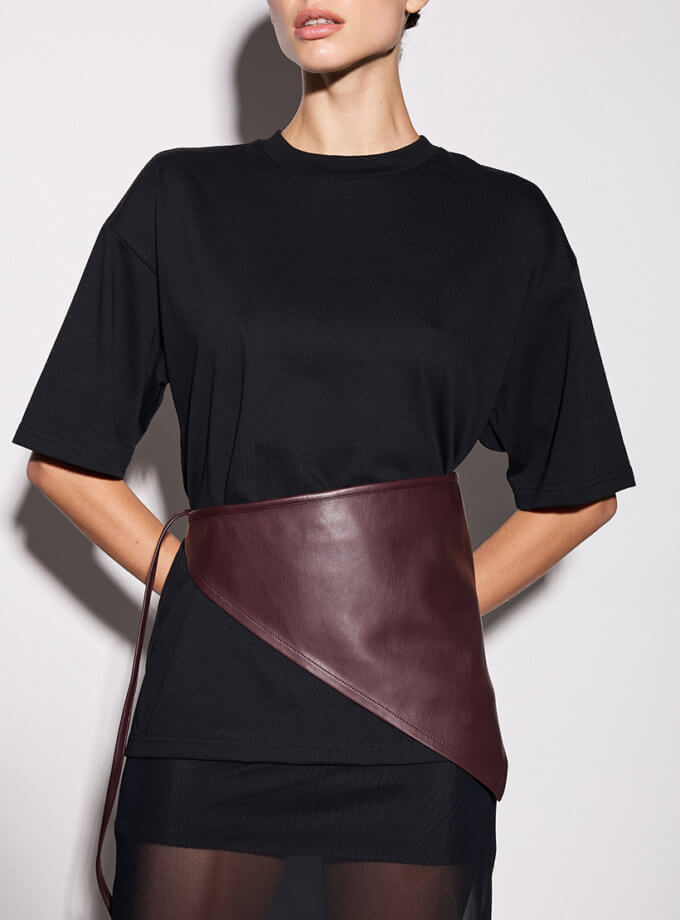 Бордова хустина з еко шкіри Leather Triangle ATTIE (ATT_HDSCRFBRD05) - фото 8