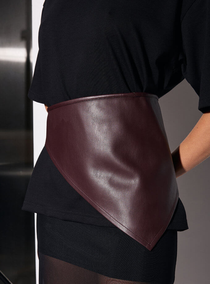 Бордова хустина з еко шкіри Leather Triangle ATTIE (ATT_HDSCRFBRD05)