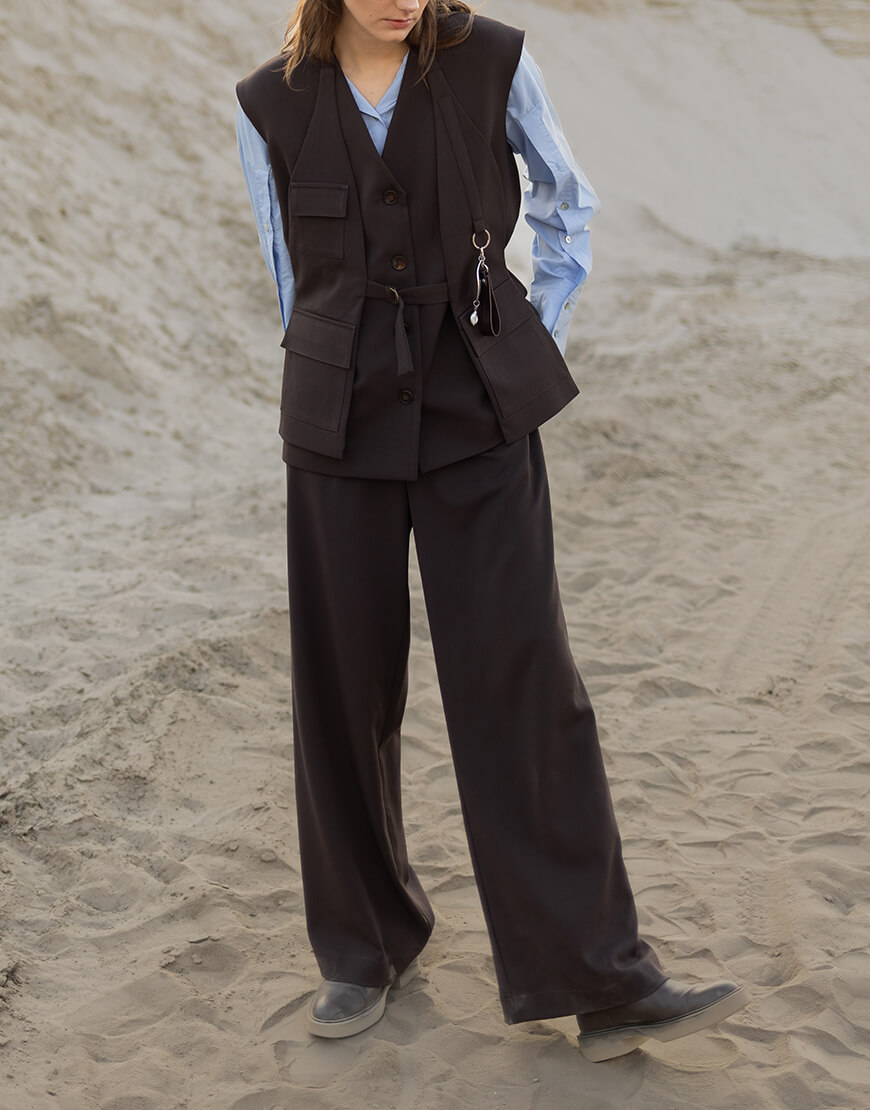 7P4A9079 Штани палаццо у кольорі темний шоколад LiSOLODKA (LS_7822_24) - фото 3