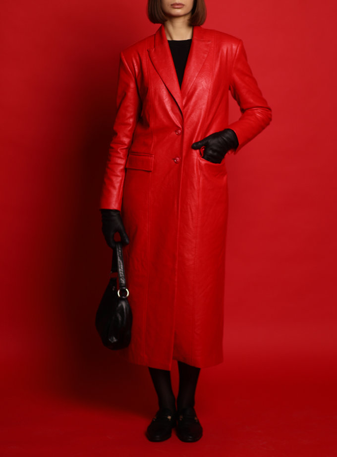 Maroon пальто червоне з екошкіри розмір BÚDZIKO (BDZ_MRN-RED-SP24)