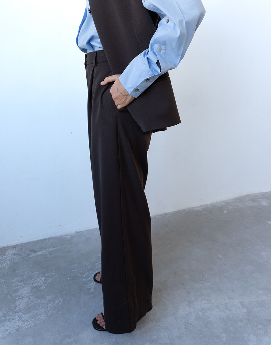 DSC00332 Штани палаццо у кольорі темний шоколад LiSOLODKA (LS_7822_24) - фото 2