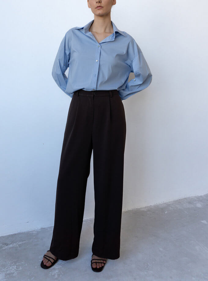 Штани палаццо у кольорі темний шоколад LiSOLODKA (LS_7822_24)