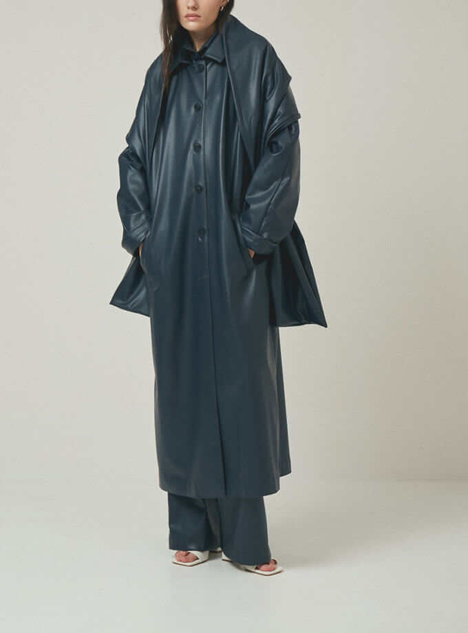 Шкіряний мʼякий тренч з декоративним шарфом XM BY MALINOVSKAYA (XM_24-3)