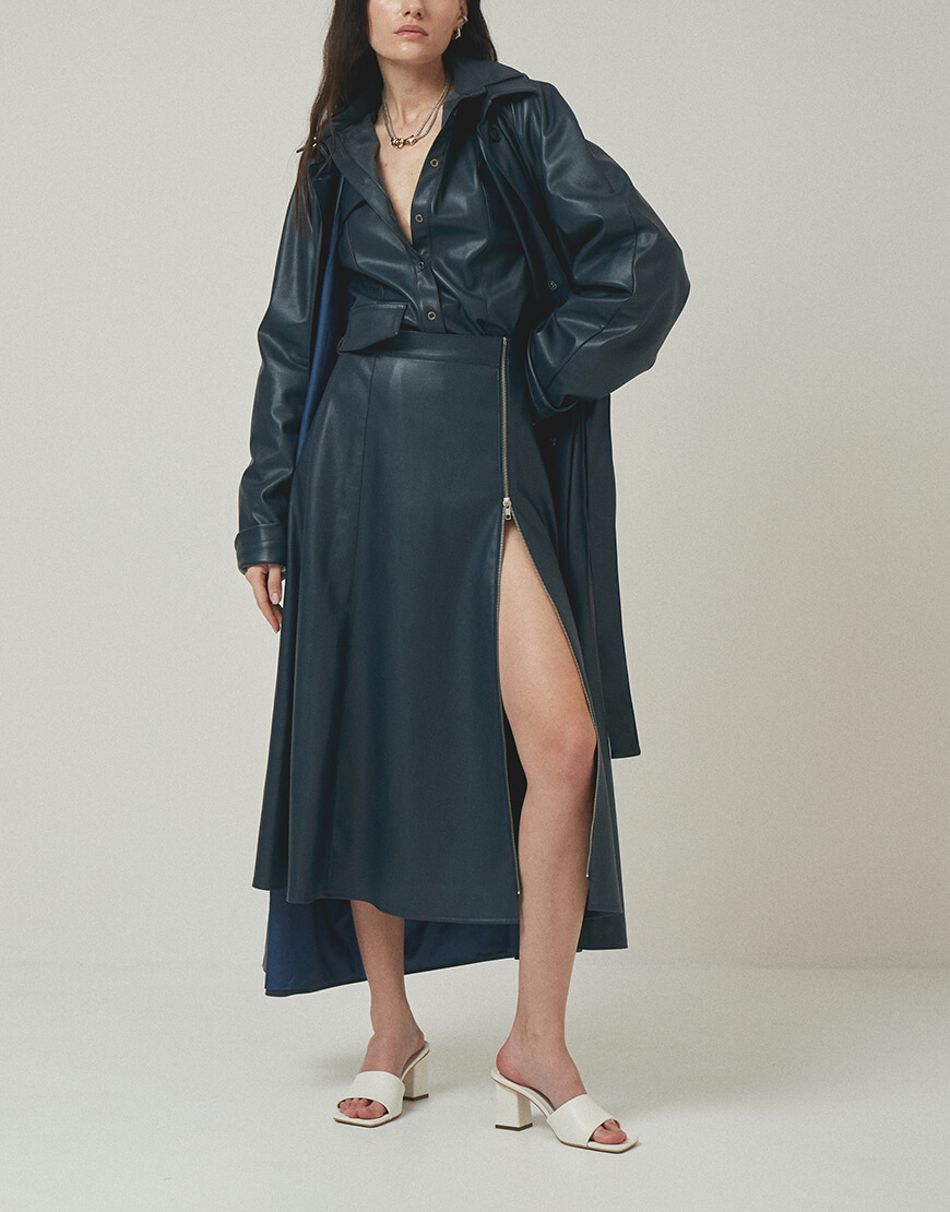 IMG_2424 Спідниця трапеція з еко шкіри на блискавці XM BY MALINOVSKAYA (XM_24-5) - фото 3