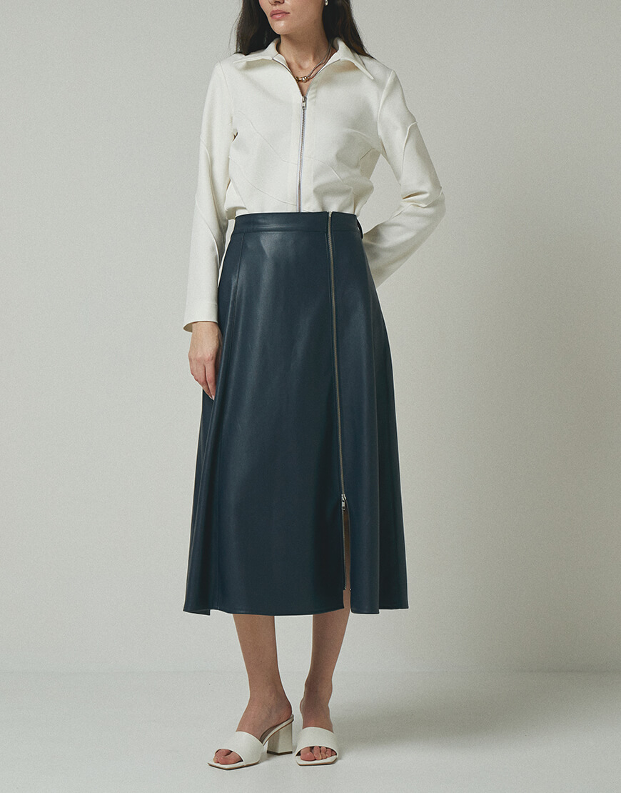 IMG_2429 Спідниця трапеція з еко шкіри на блискавці XM BY MALINOVSKAYA (XM_24-5) - фото 2