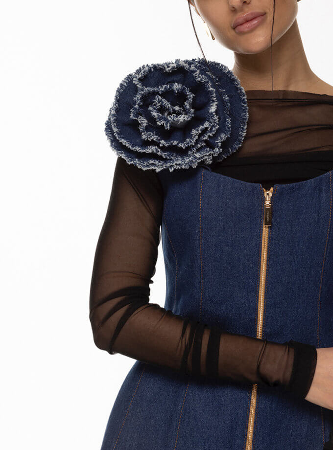 Роза обʼємна на завʼязках з деніму TWINSIS CLOTHES (TW_FS 121009)