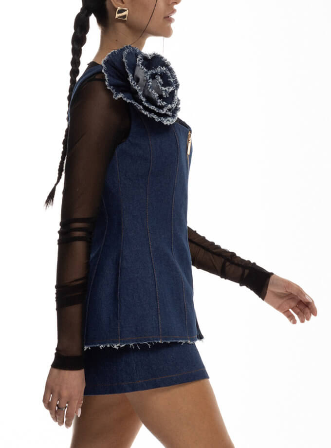 Роза обʼємна на завʼязках з деніму TWINSIS CLOTHES (TW_FS 121009)